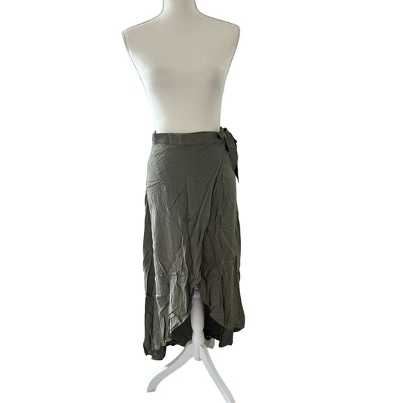 H&M Womens Sage Green Wrap MIDI Skirt Size 6 - Picture 1 of 2